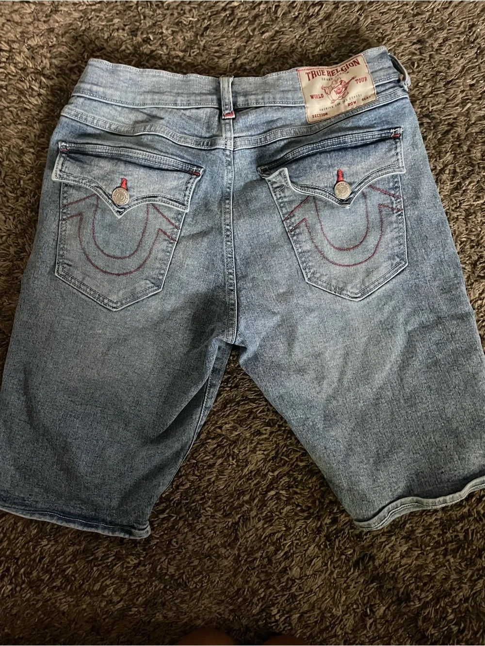 True Religion Men’s Faded Light Blue Denim Shorts